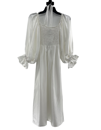 Pre-owned Sleeper Women's Atlanta Silk Lounge Dress White Smocked Body Size S $420