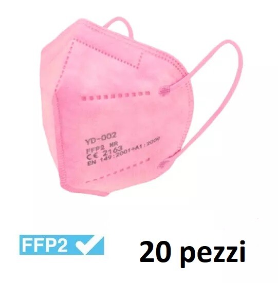20 Mascherine Ffp2 Rosa Facciali Protettive Certificate Ce Senza Valvola