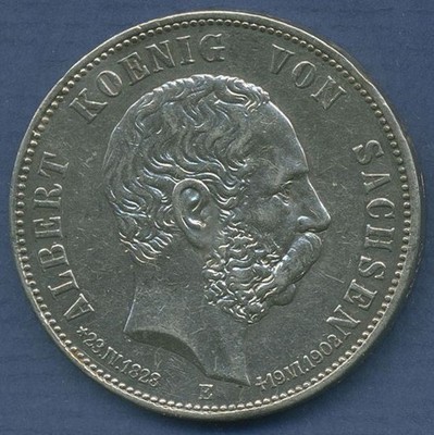 Sachsen 5 Mark 1902 E, auf den Tod König Alberts, J 128 ss + (m6840)