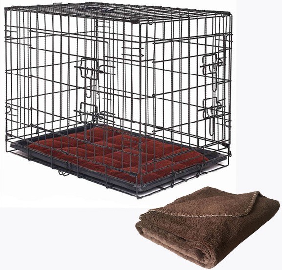 Brand New Dog/Cat Cage Puppy training 2 door + Bed +FREE Blanket. 30