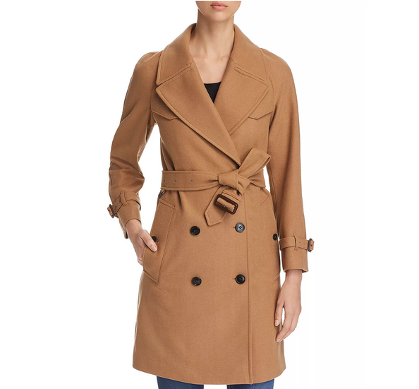 Pre-owned Burberry Women Cranston Wool Blend Belted Trench Coat Camel Size 8 $1590 In Beige