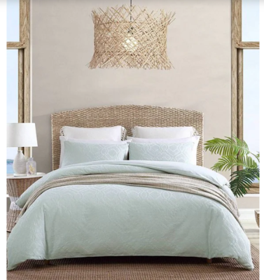 Tommy Bahama Textured Waffle Comforter Set FULL QUEEN Mineral Blue 100 Cotton