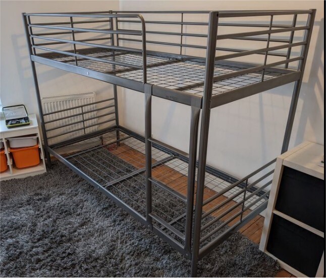 Quality Sturdy Metal Ikea Svarta Twin Bunk Sleeper Cabin Loft Single