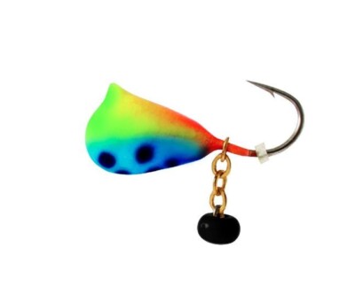 Clam Dingle Drop 1/32 oz - Chart Blue Glow Spot Tungsten Ice Fishing Jig