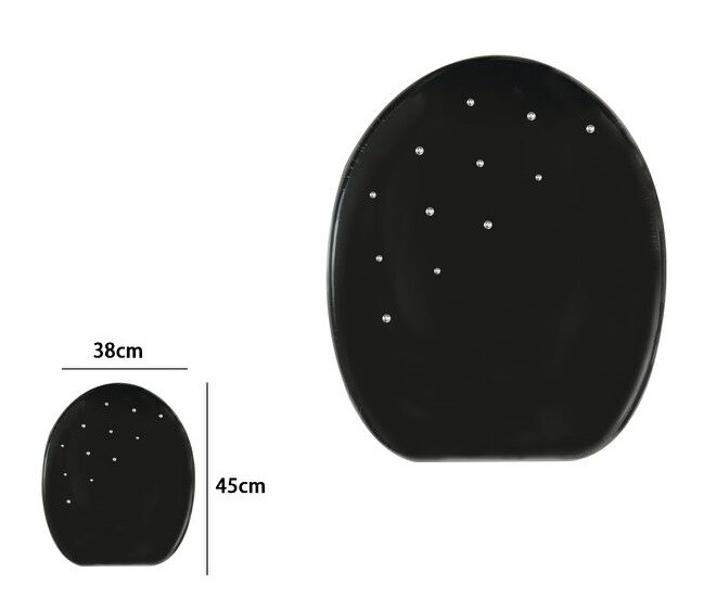 CopriWater Copri Water Sedile WC Bagno Universale Mdf Nero Strass dfh