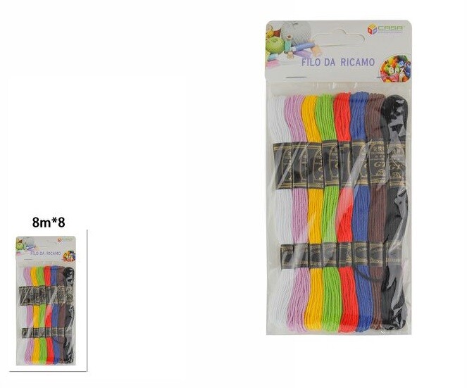 Confezione 8 Pezzi Filo Da Ricamo Cucito 8 metri Colorato dfh