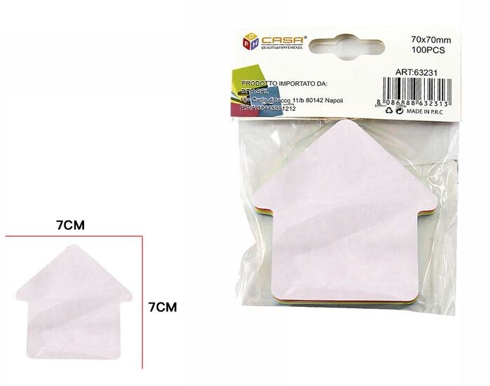 Note Appiccicose 100 Fogli Foglietti Adesivi Appunti Forma di Casa 70x70mm dfh
