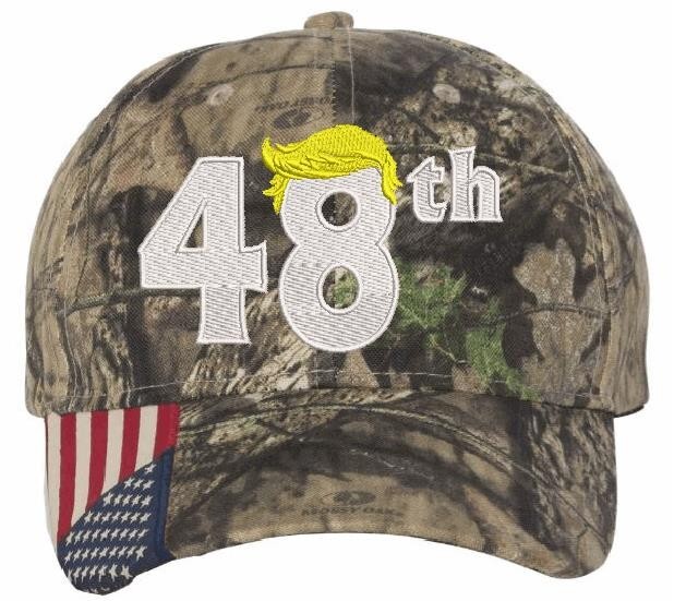 Trump 2028 Hat 48th President Adjustable Mossy Oak Hat with 48th and Trump Hair