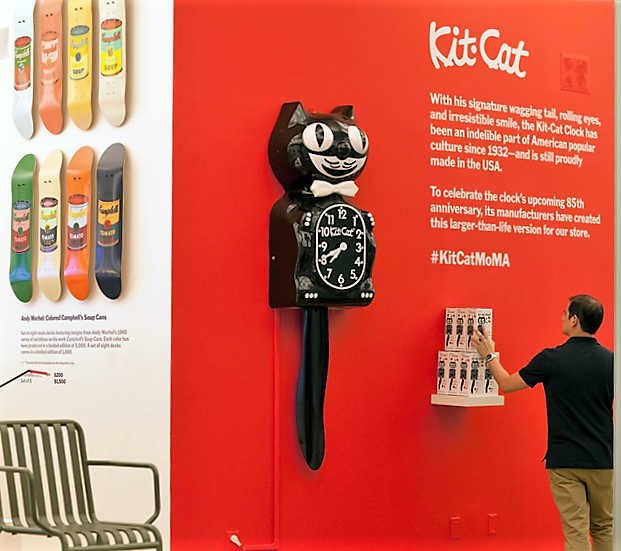 NEW AUTHENTIC  BLACK Kit Cat Clock WITH ZEBRA  BOW TIE, Made In USA