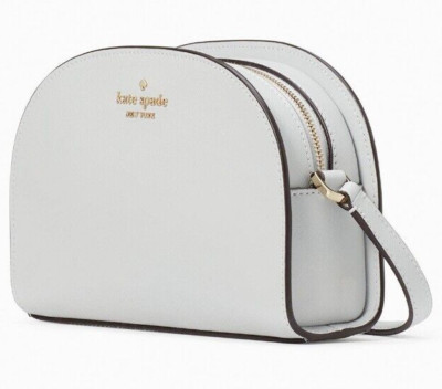 Kate Spade Perry Light Gray Saffiano Leather Dome Crossbody K8697 NWT $279