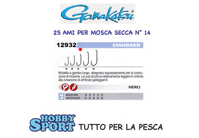 AMI GAMAKATSU SERIE 12932 F11 SIZE 14  PER MOSCHE   BUSTA 25 PZ FLY HOOK