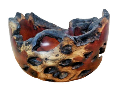 MANZANITA BURL WOOD BOWL SCULPTURE WITH VOIDS