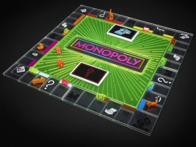 Monopoly Neon Pop Board Game Multi Player Fast Dealing Property Game Hasbro
