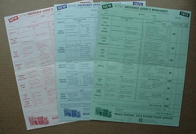 1975 PURINA DOG OBEDIENCE JUDGE'S WORKSHEETS (3)