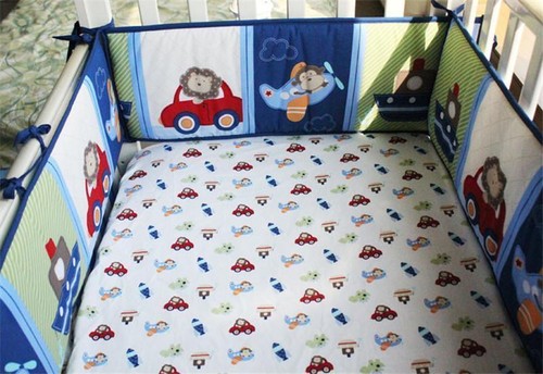 Animal Car Baby Girl Crib Bedding Set Quilt Bumper Sheet Dust