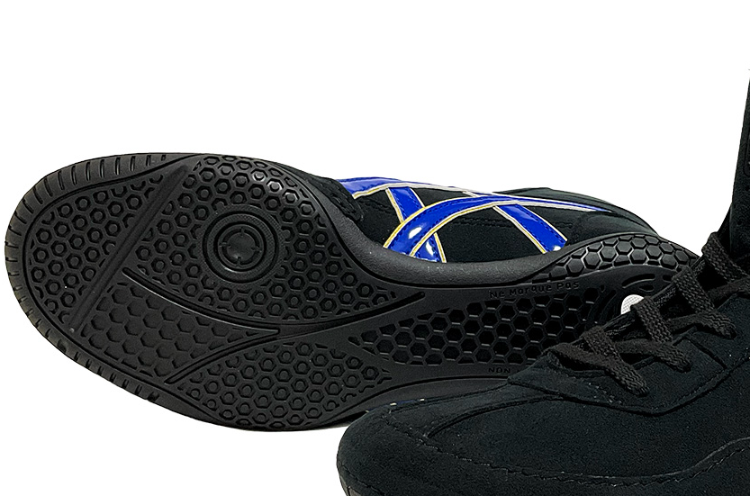 Pre-owned Asics 1083a001  Wrestling Shoes Black×royal Blue Line Edge Gold Ex-eo Successor