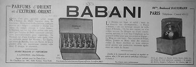 PUBLICITÉ 1922 BABANI PARFUMS D'ORIENT ET D'EXTRÈME ORIENT - ADVERTISING