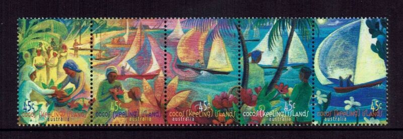 COCOS ISLANDS 1999 COCOS JUKONG BOATS STRIP OF 5 MNH