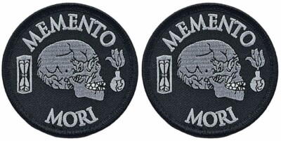 Memento Mori Embroidered Round Morale Patch | 2PC HOOK BACKING 3''x3''