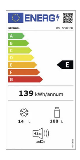 EEK:E Energieeffizienzklasse E von A bis G