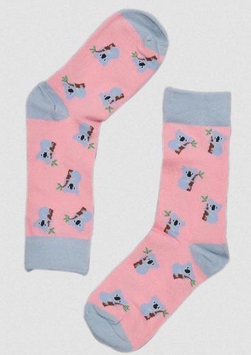 Mens or Ladies Pink Koala Socks One Size Fits Most