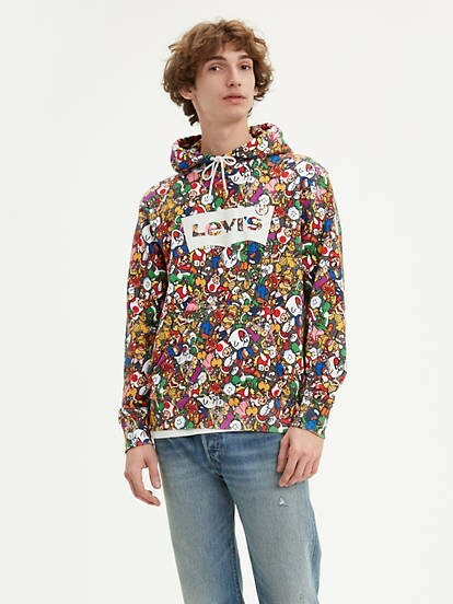 Pre-owned Levi's X Super Mario Graphic Pullover Hoodie – Power Up [size: Medium] In Power Up - Multi-color