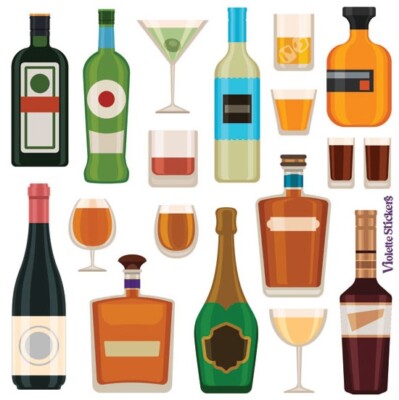 Violette Stickers Happy Hour Cocktails Crafts Planner Supply Scrapbook Wine