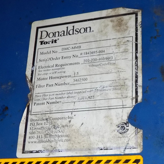 DONALDSON TORIT DRYFLO MIST COLLECTOR MODEL DMC-MMB
