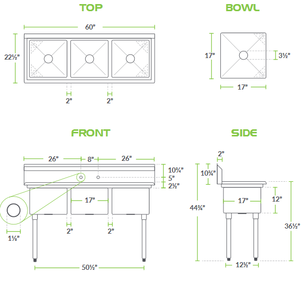 Stainless Steel Commercial Washing Sink Restaurant Utility 3