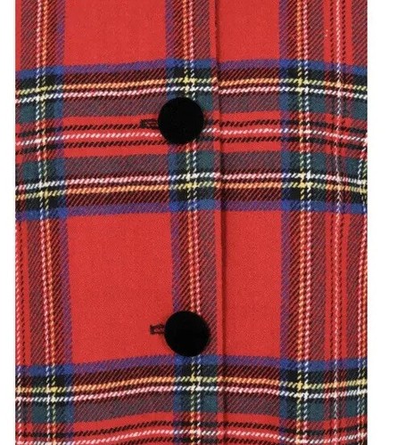 Pre-owned Hell Bunny Red A-line Swing Coat Stanley Plaid Coat