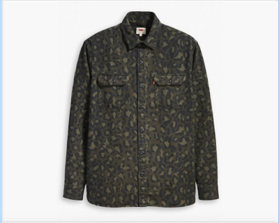 Levi s Men s Bubble Leopard Print Jackson Worker Shirt LARGE