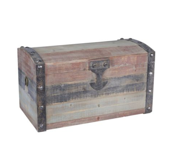 Household Essentials Stripped Weathered Wooden Storage Trunk Small E4