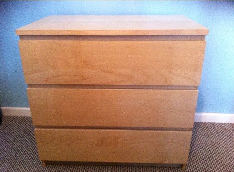 IKEA MALM BEECH 3 drawer chest of drawers in Burry Port