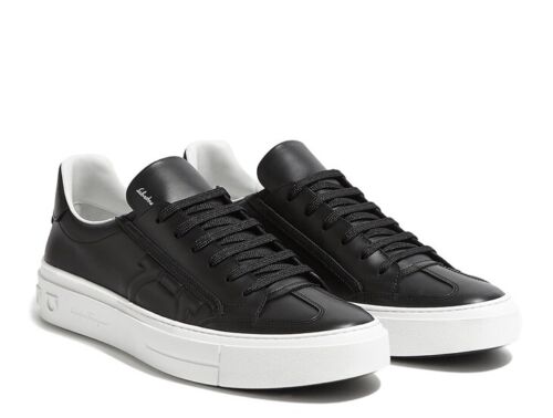 New Salvatore Ferragamo Borg Low Men Sneakers Leather Black