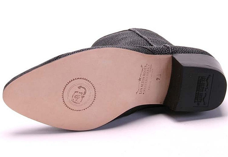 Pre-owned Los Altos Boots Los Altos Full Genuine Stingray Rowstone Dress Ankle Boots Side Zipper D In Black