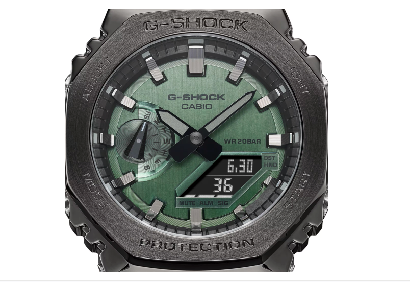 Pre-owned Casio Watch G-shock Metal Covered Gm-2100b-3ajf Men's Green Eu In Blue
