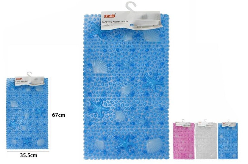 Tappeto Tappetino In Pvc Antiscivolo Per Vasca Da Bagno Doccia 67x36cm 59627 dfh