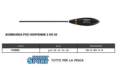 BOMBARDA SERIE PRO SUSPENDE DUE TUBERTINI 20 GR AFF. 4 GR NERA BRONZO TROTA 1PZ