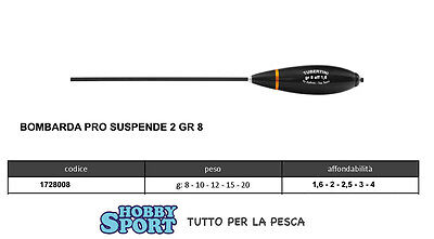 BOMBARDA SERIE PRO SUSPENDE DUE TUBERTINI 8 GR AFF 1.6 GR NERA BRONZO TROTA 1PZ