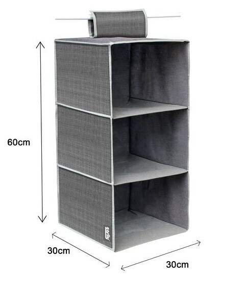 Organizer Armadio Portatutto Pensile Tessuto Scarpe Borse 3 Piani 30x30x60 dfh