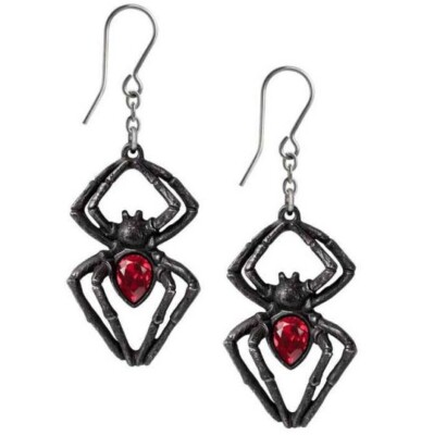 Black Widow Earrings, Gothic Spiders, Deadly Arachnids, Creepy, Alchemy England