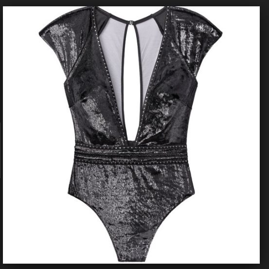 VICTORIA'S SECRET SHINE VELVET BODYSUIT, SIZE M, NWOT