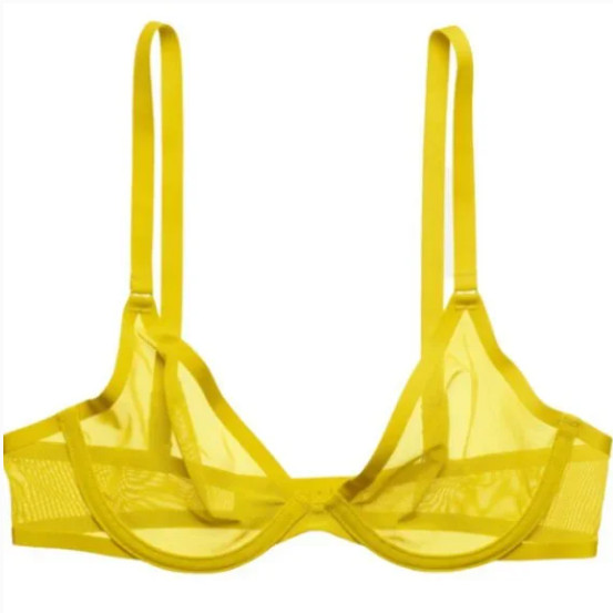 NWOT Cuup Bra The Plunge Mesh Sun Sz 34B ** Imperfections See Photos **