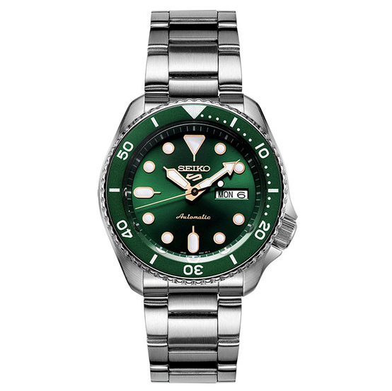 Pre-owned Seiko 5 Sports Automatic Green Dial Stainless Steel Men's Watch Srpd63