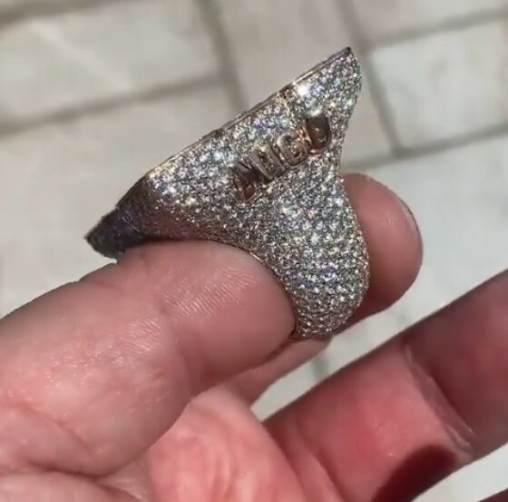 Pre-owned Online0369 3.88ct Cubic Zirconia Custom Any 3d Initial Letter Fully Filled Ring Silver In White