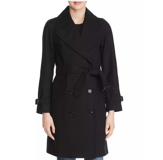 Pre-owned Burberry Women Cranston Wool Blend Belted Trench Coat Black Size 4 $1590