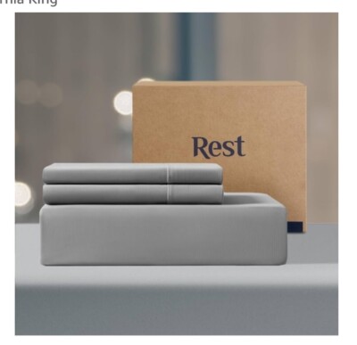 Rest Evercool 3PCS W/Bo Flat Sheet, Cooling Sheets, California King, Light Gray