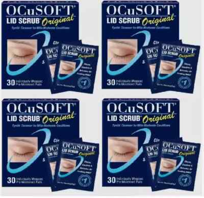 OCuSOFT Lid Scrub Eyelid Cleaner Original Pre-Moistened Pads 30 Each (4 Pack)