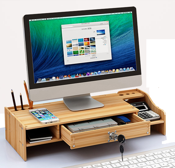 DIY Office Wood Desk Organizer Pen File Holder Storage Computer Desktop ...