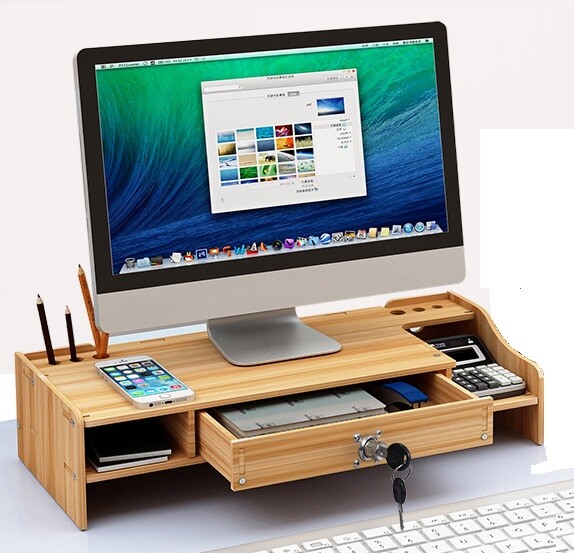 Diy Cherry Wood Desk Organizer Pen File Holder Storage Desktop